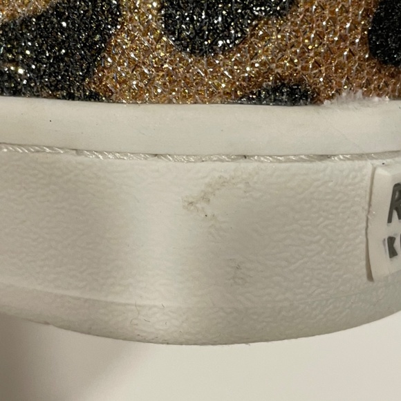 Animal Print Glitter Sparkle Sneakers Black Bow Gold Shoes Girl Size 6 - Picture 14 of 15